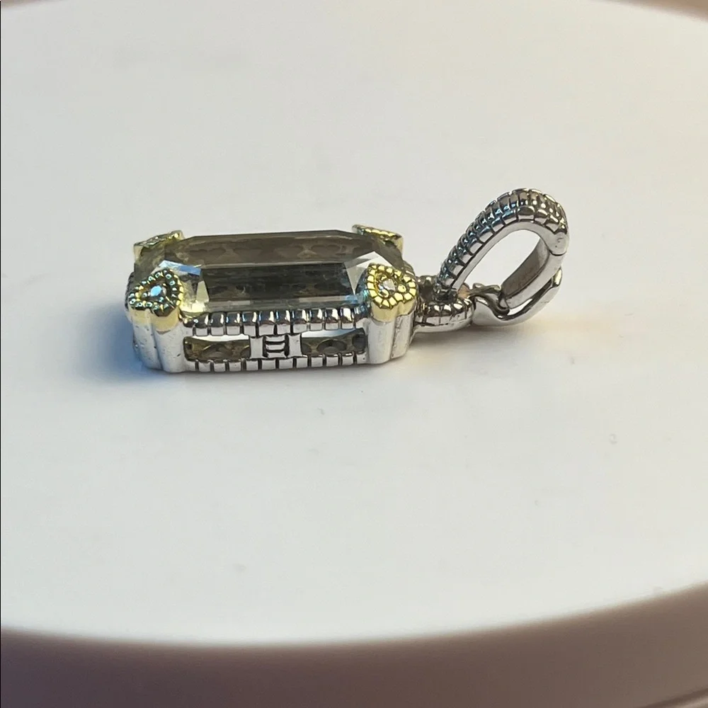 Judith Ripka JR TWO sterling silver and 18k gold and canary crystal pendant - Picture 6 of 14